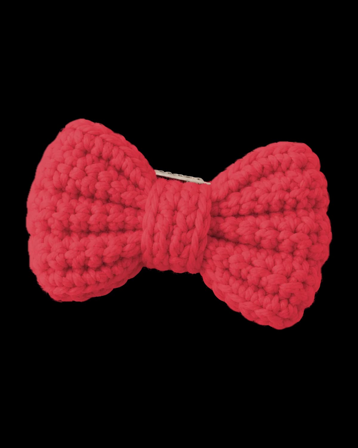 Crochet bow hair clip red